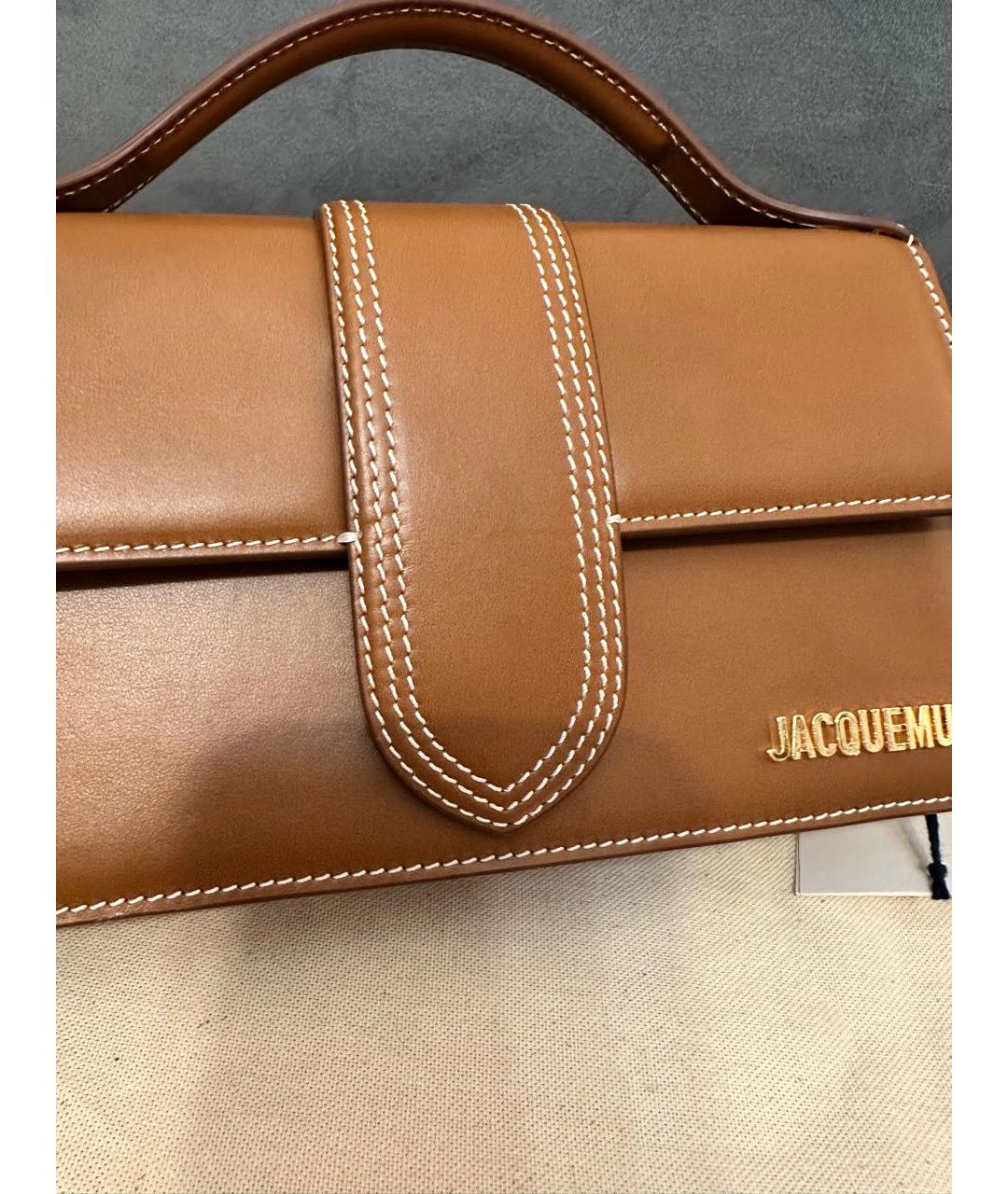 JACQUEMUS Коричневая кожаная сумка с короткими ручками, фото 8