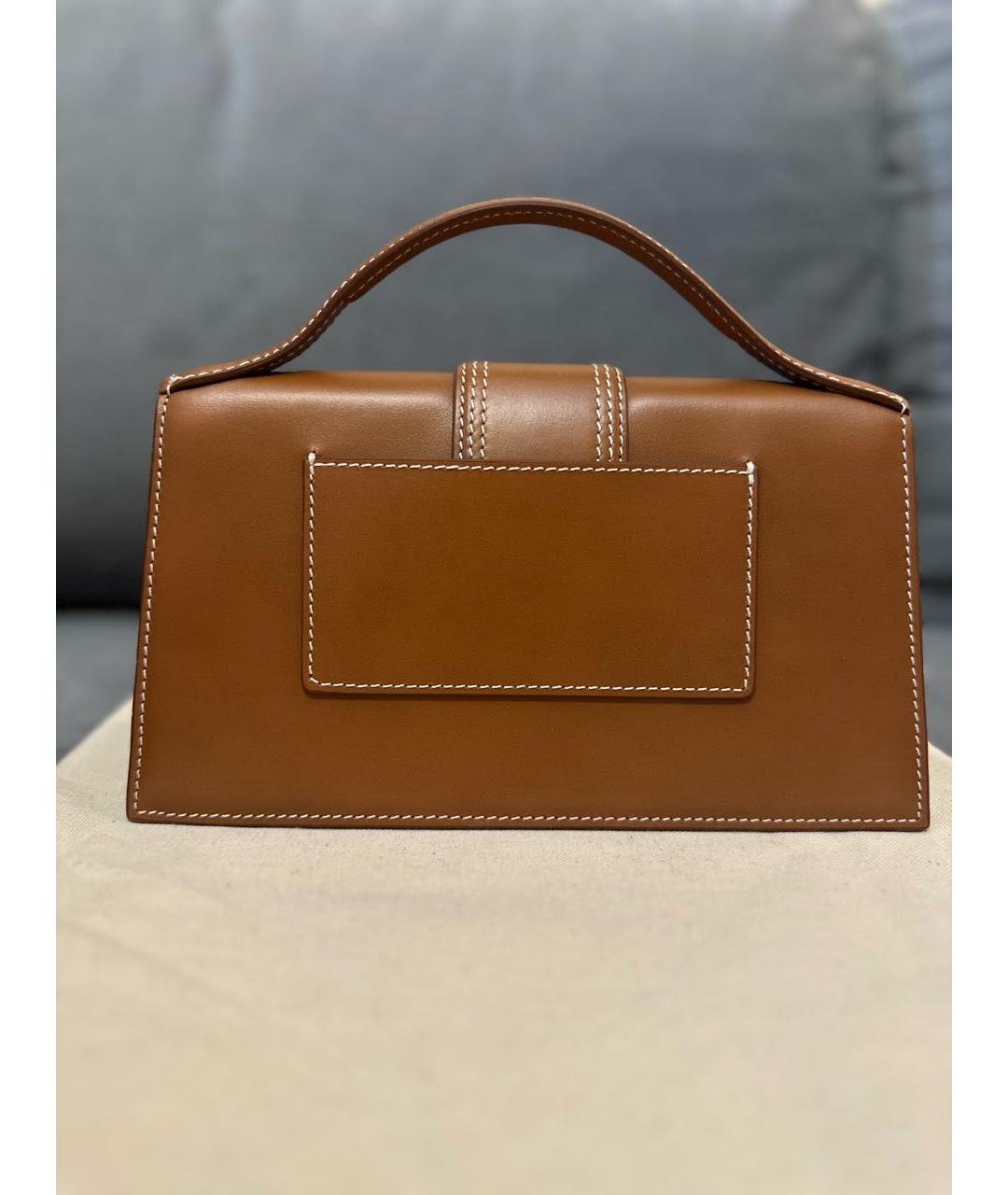 JACQUEMUS Коричневая кожаная сумка с короткими ручками, фото 3