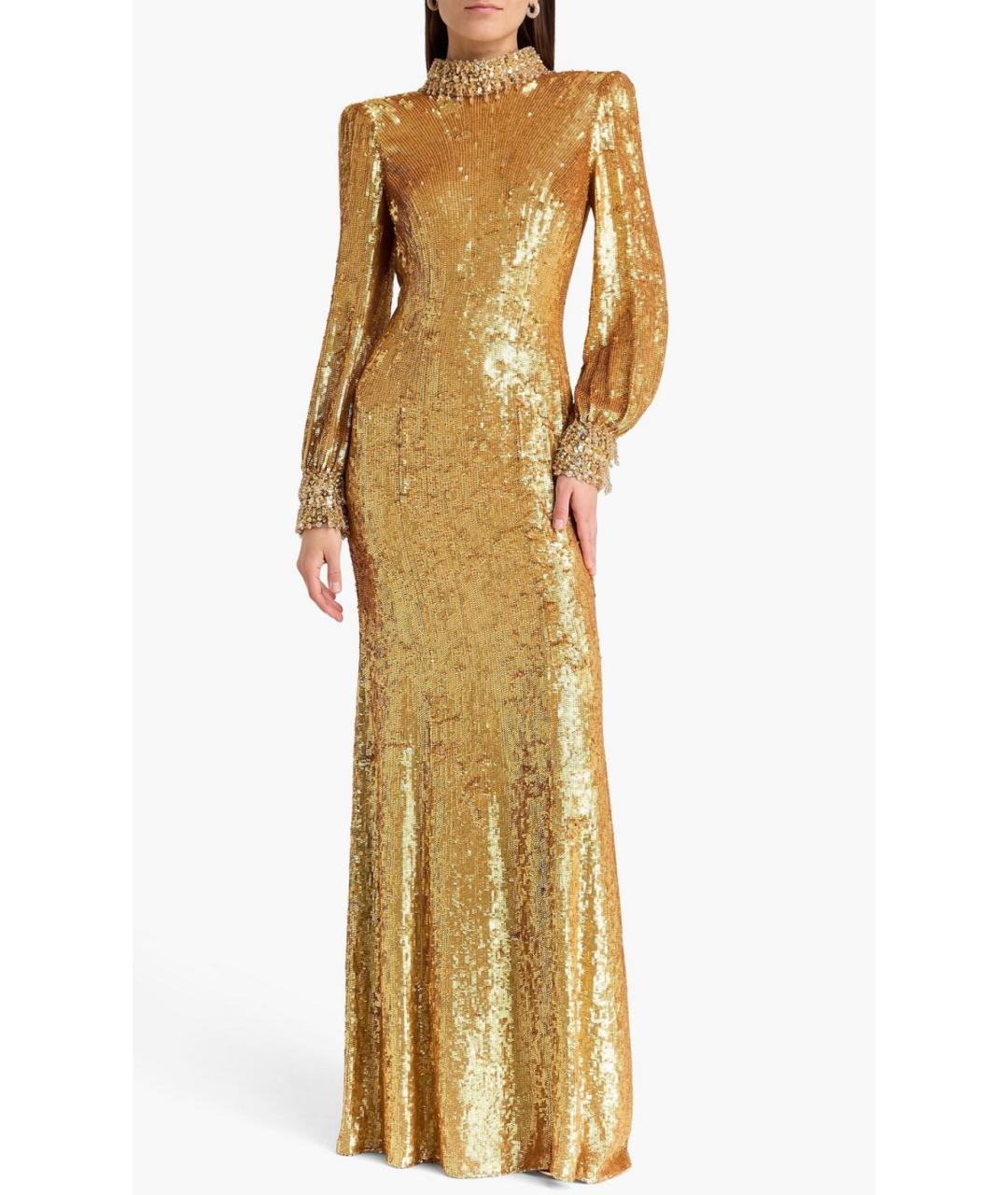 JENNY PACKHAM Золотое вискозное вечернее платье, фото 2