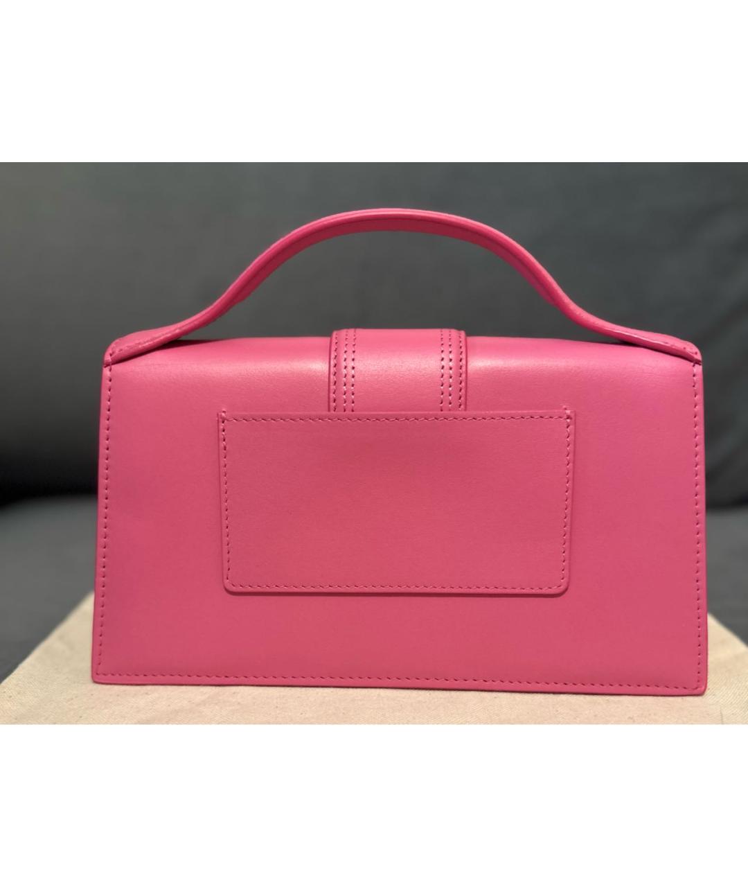 JACQUEMUS Розовая кожаная сумка с короткими ручками, фото 3