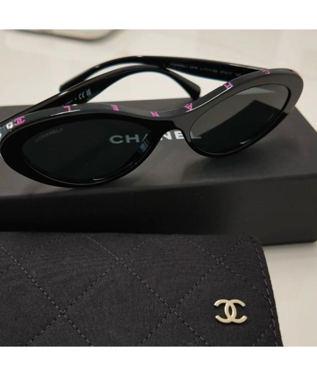 CHANEL Черные пластиковые солнцезащитные очки, фото 6
