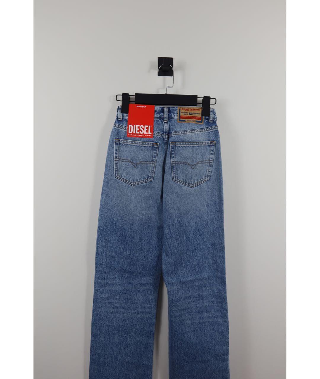 DIESEL Голубые хлопковые прямые джинсы, фото 5