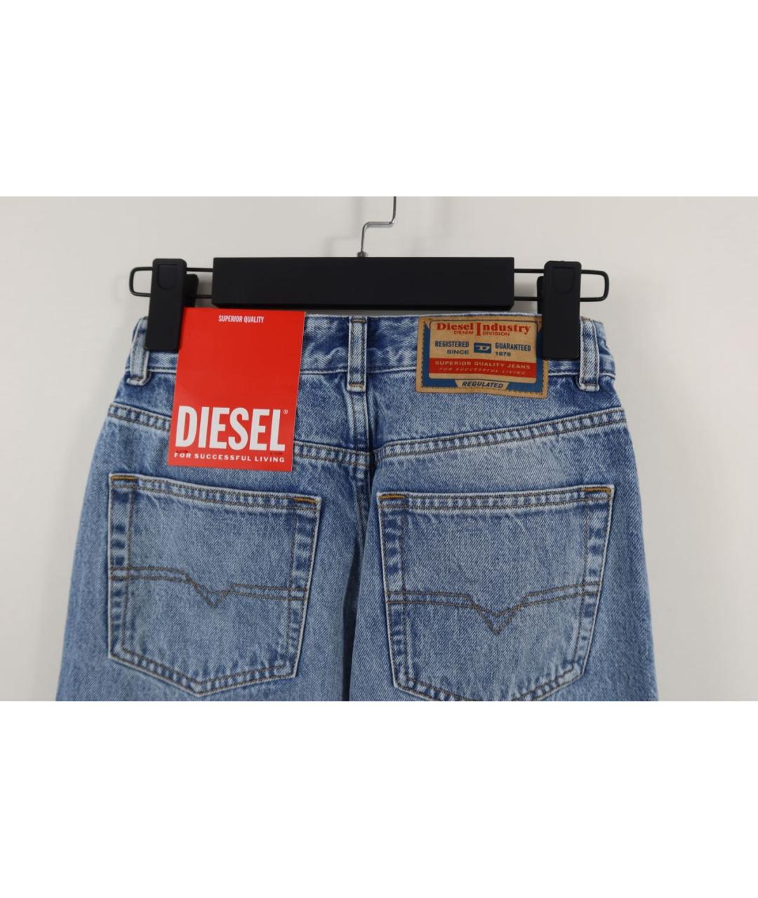 DIESEL Голубые хлопковые прямые джинсы, фото 6