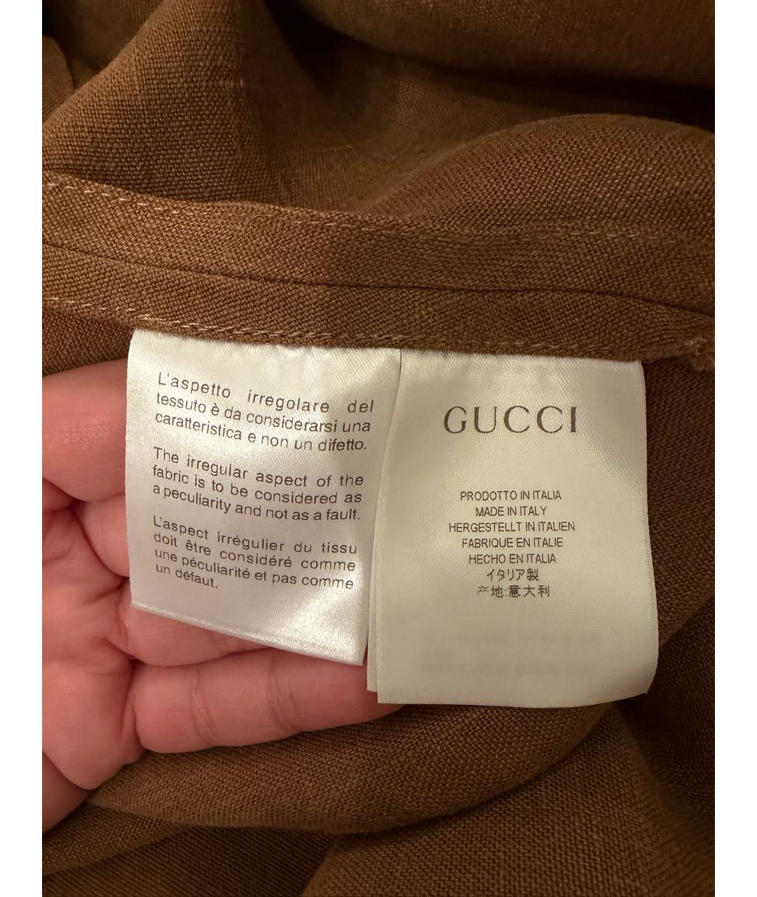 GUCCI Коричневая льняная юбка миди, фото 4