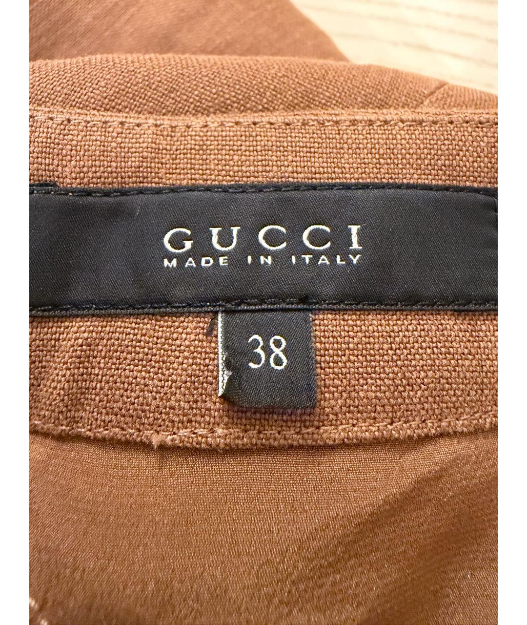 GUCCI Коричневая льняная юбка миди, фото 3