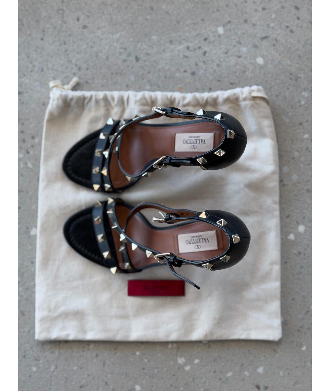 VALENTINO Черные кожаные босоножки, фото 4