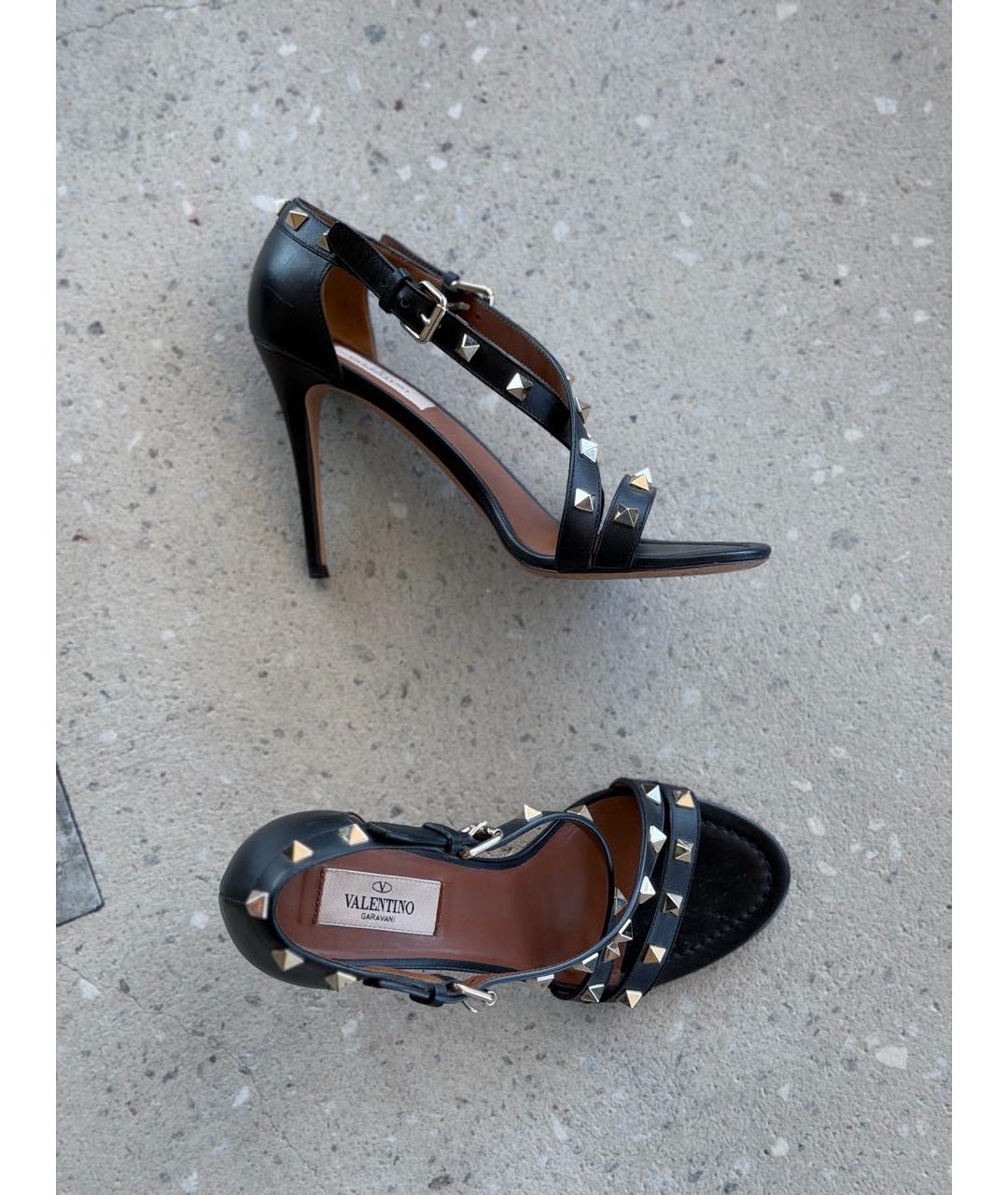 VALENTINO Черные кожаные босоножки, фото 9