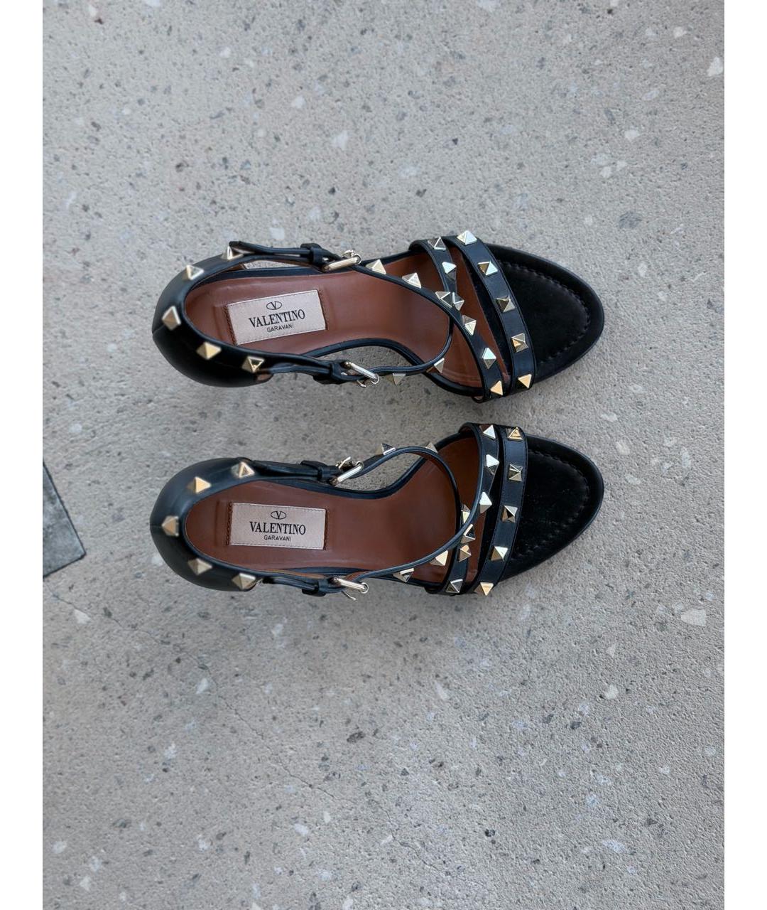 VALENTINO Черные кожаные босоножки, фото 3