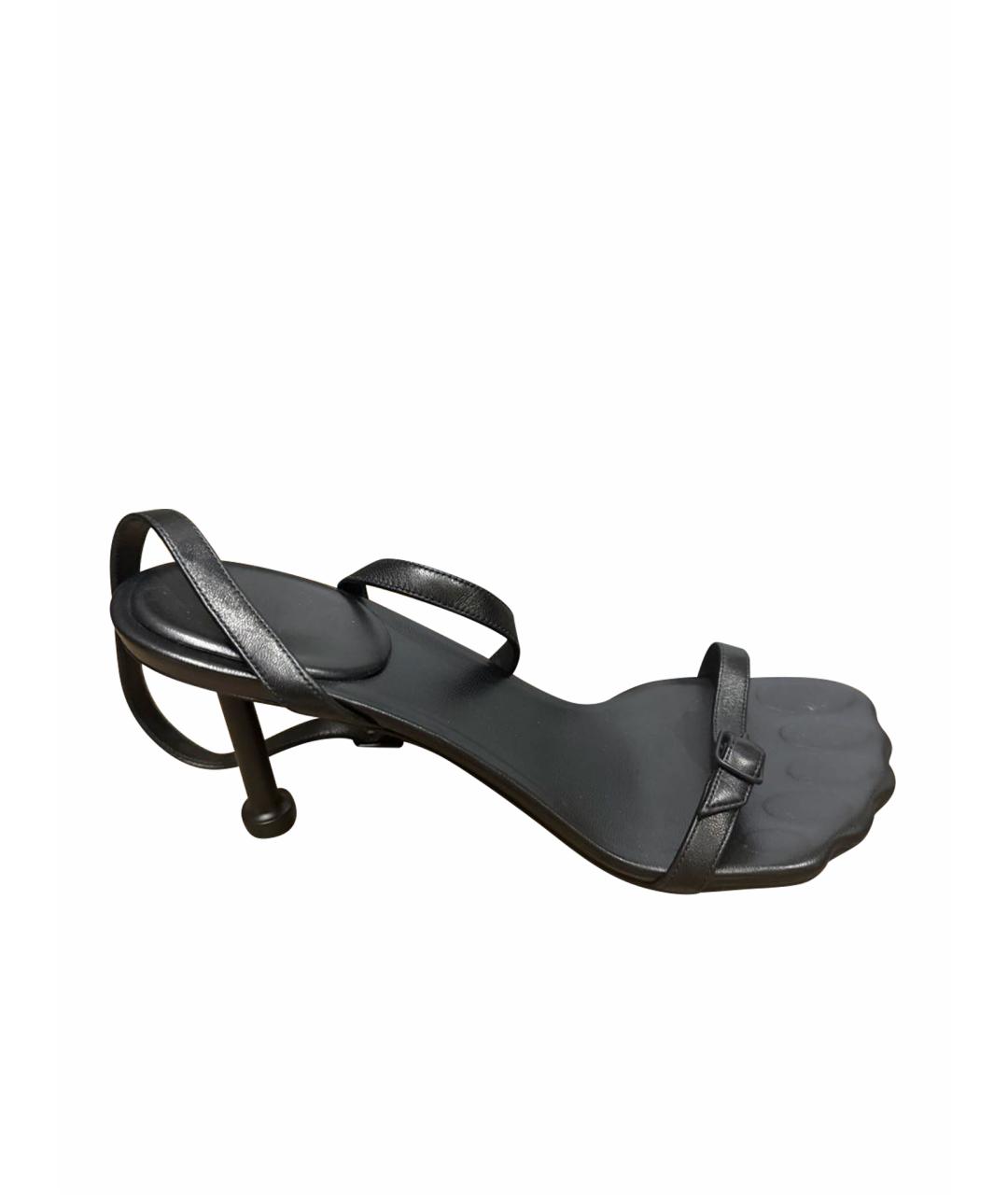 BALENCIAGA Черные кожаные босоножки, фото 1