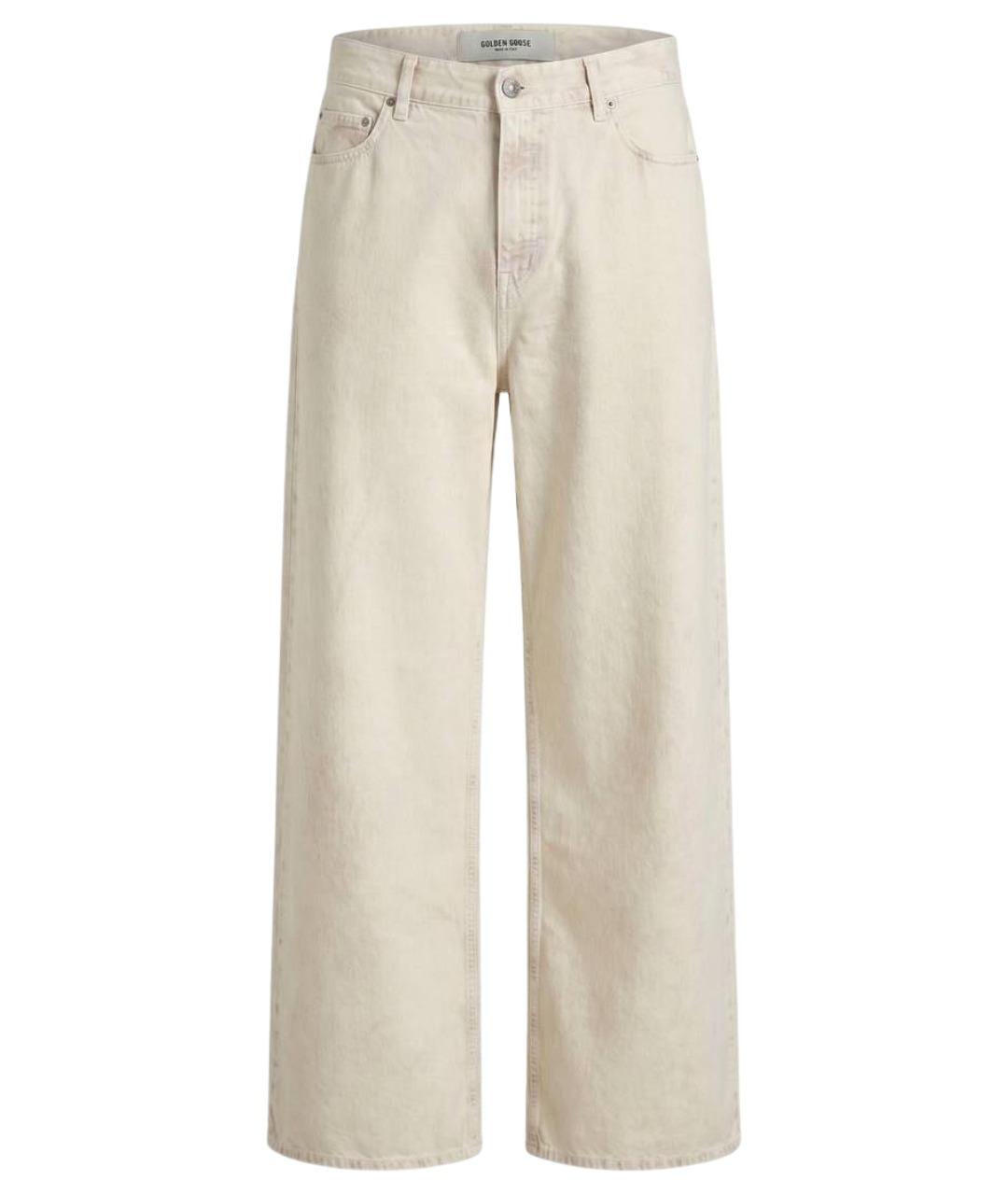 GOLDEN GOOSE DELUXE BRAND Бежевые хлопковые прямые джинсы, фото 1