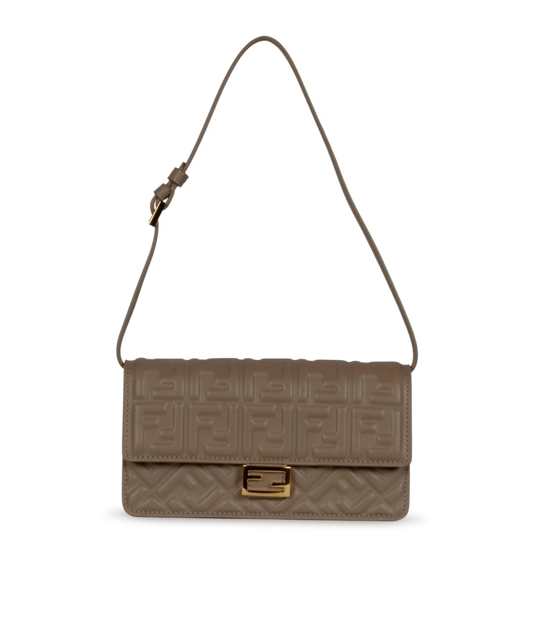 FENDI Коричневая кожаная сумка через плечо, фото 1