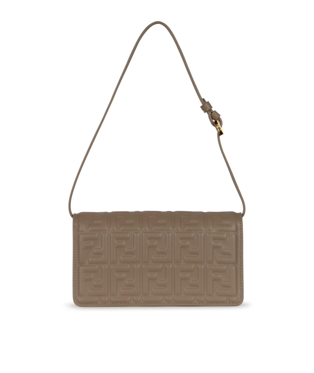 FENDI Коричневая кожаная сумка через плечо, фото 3