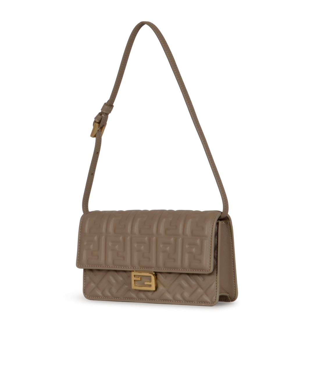 FENDI Коричневая кожаная сумка через плечо, фото 2