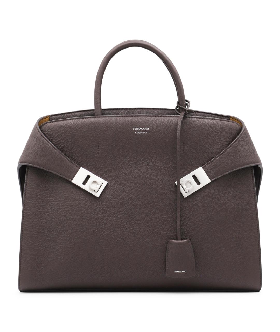 FERRAGAMO Коричневая кожаная сумка тоут, фото 1
