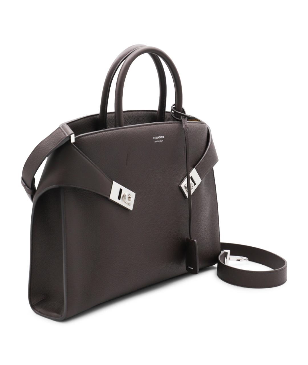 FERRAGAMO Коричневая кожаная сумка тоут, фото 2