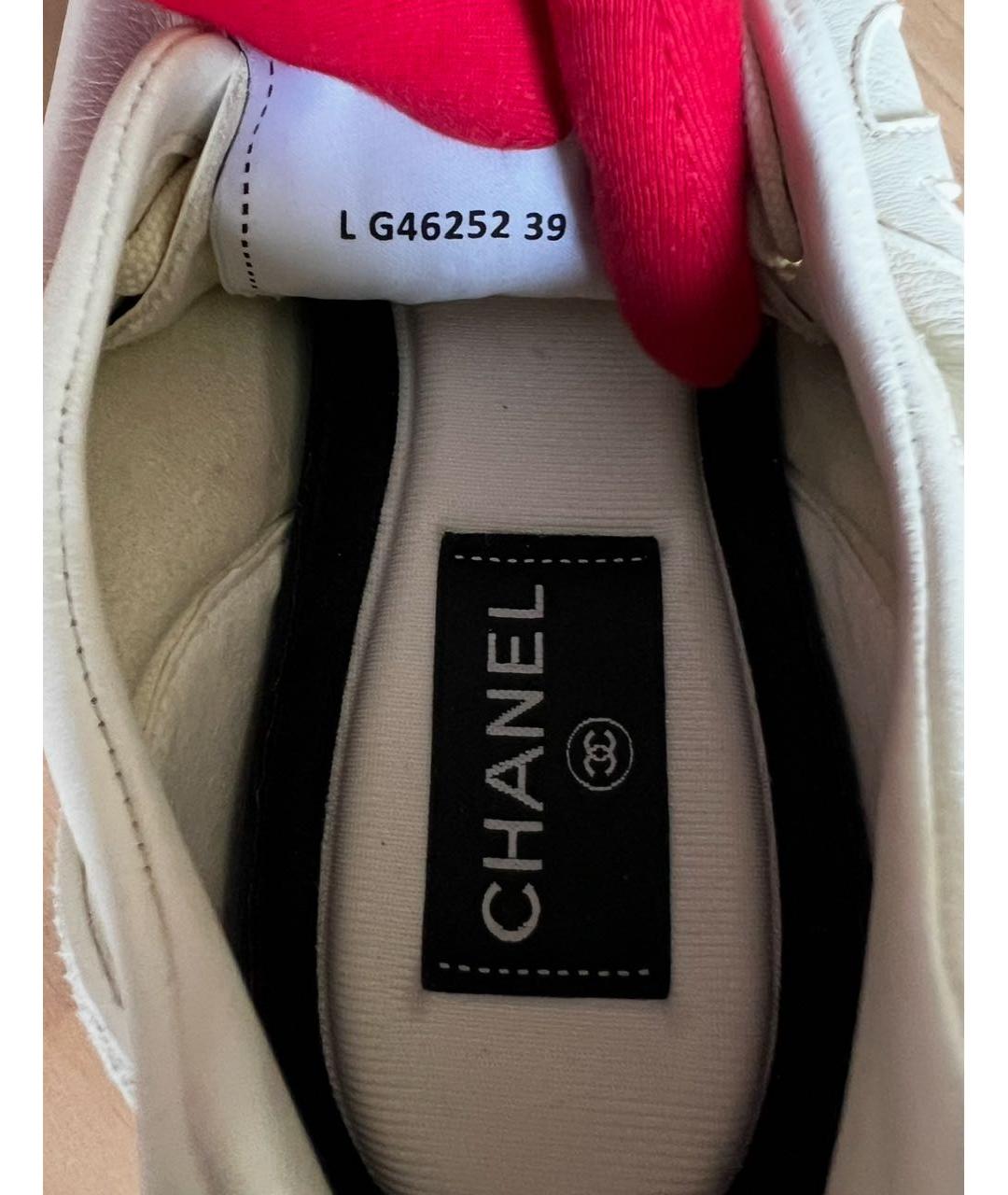 CHANEL Белые кожаные кроссовки, фото 7