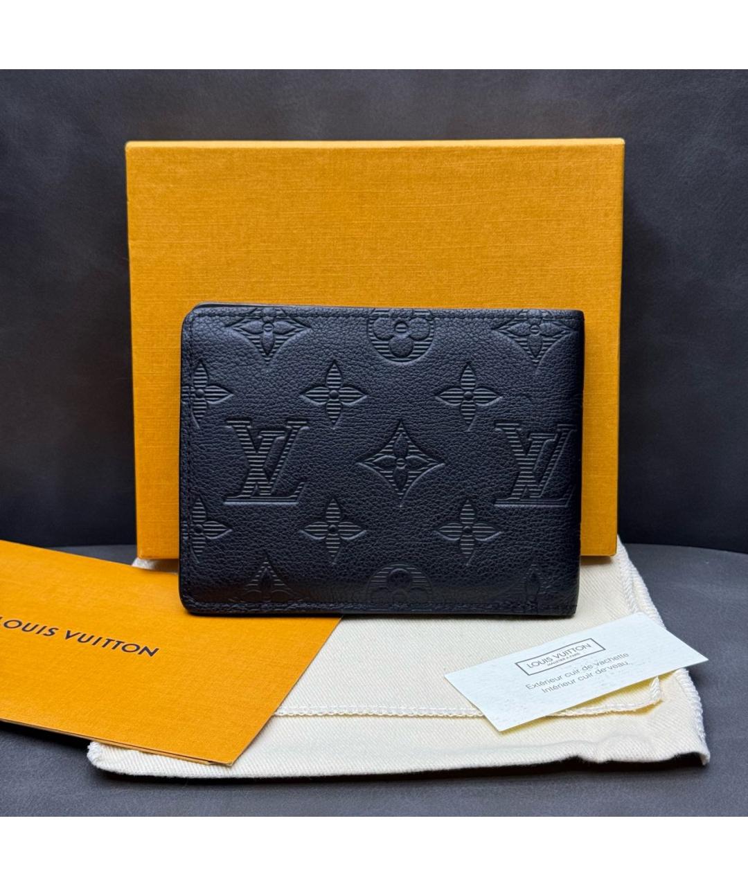LOUIS VUITTON Черный кожаный кошелек, фото 2