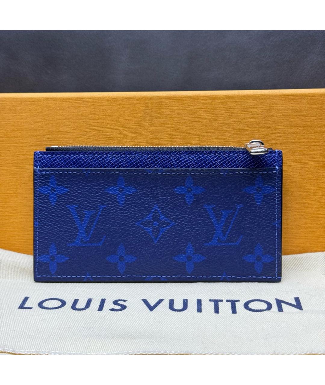LOUIS VUITTON Синий кожаный кардхолдер, фото 2