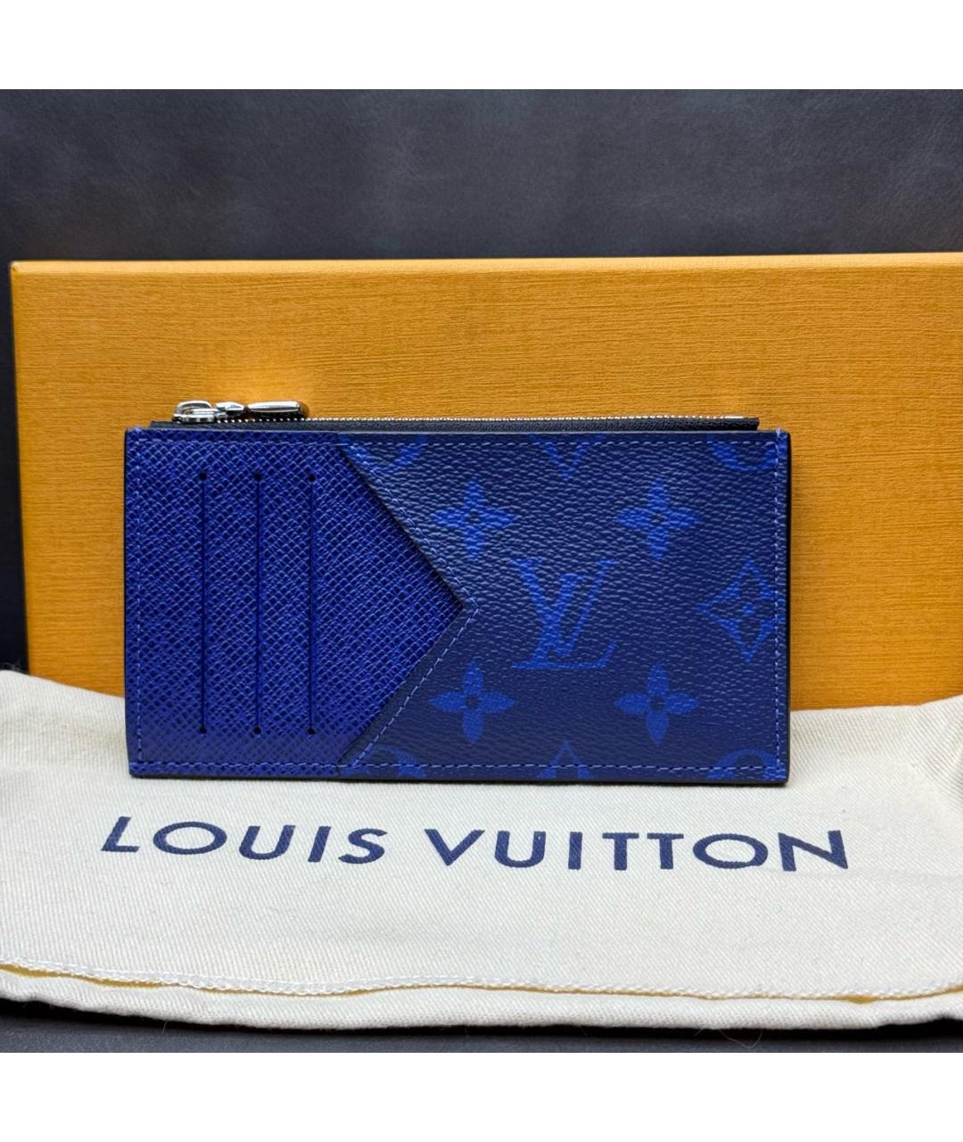 LOUIS VUITTON Синий кожаный кардхолдер, фото 5