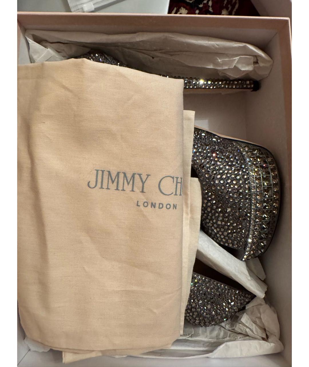 JIMMY CHOO Серебряные кожаные туфли, фото 6