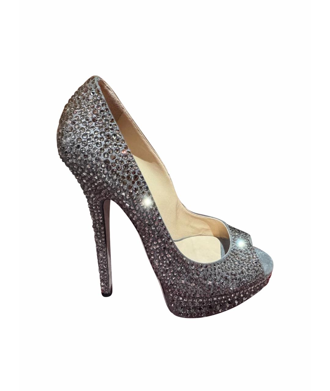 JIMMY CHOO Серебряные кожаные туфли, фото 1