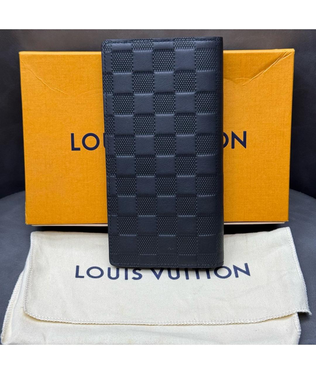 LOUIS VUITTON Черный кожаный кошелек, фото 2
