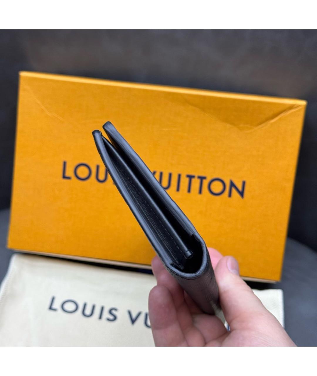 LOUIS VUITTON Черный кожаный кошелек, фото 4