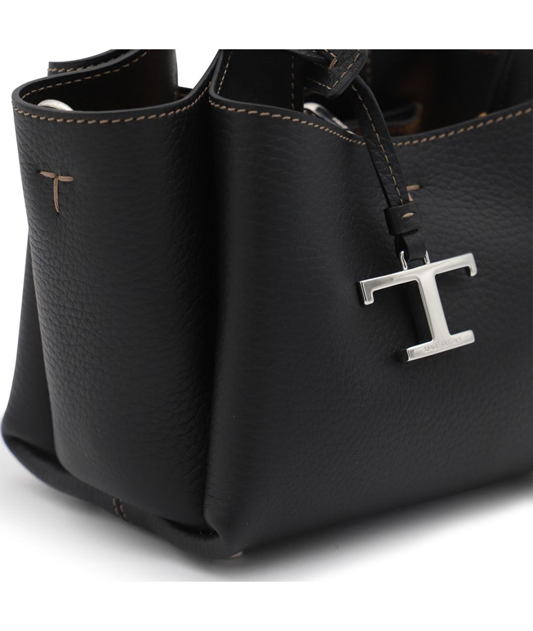 TOD'S Черная кожаная сумка тоут, фото 3
