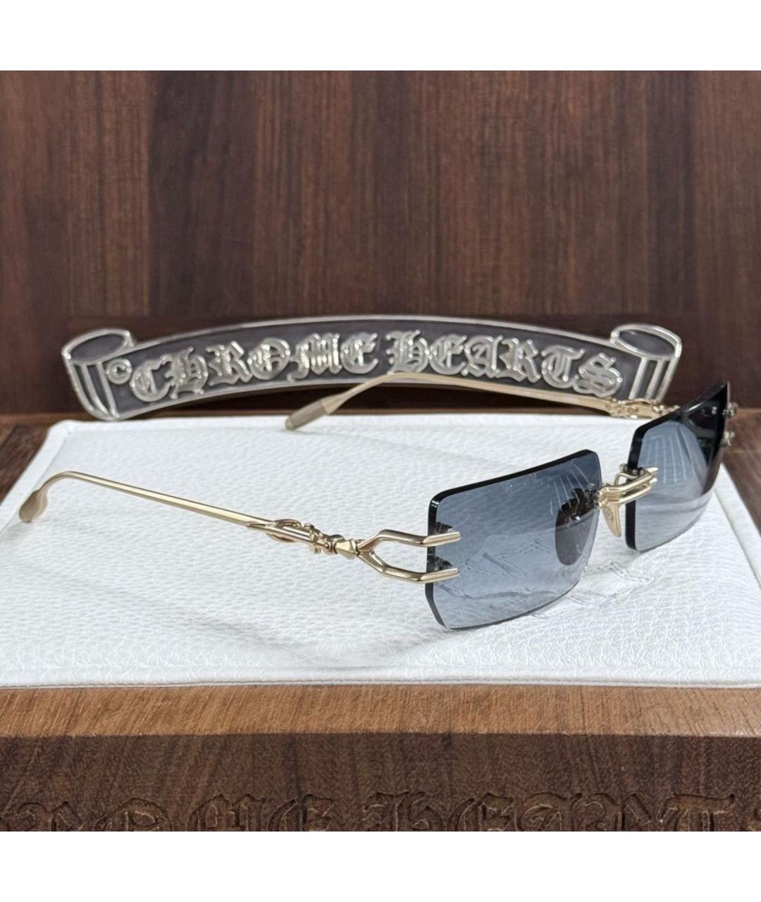 CHROME HEARTS Золотые металлические солнцезащитные очки, фото 3