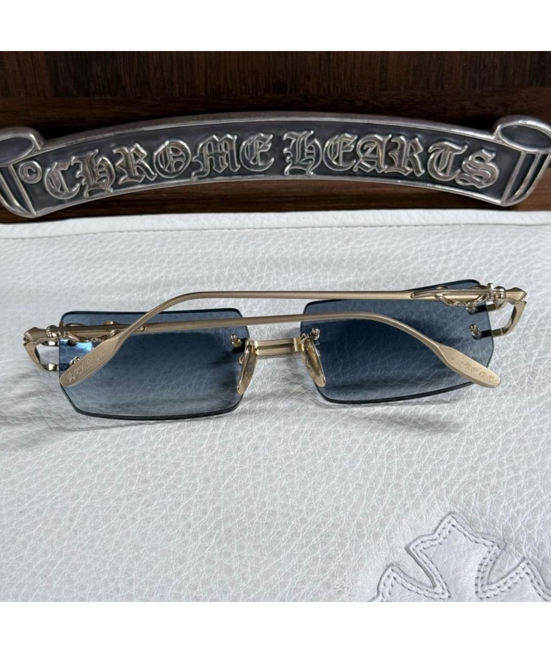 CHROME HEARTS Золотые металлические солнцезащитные очки, фото 4