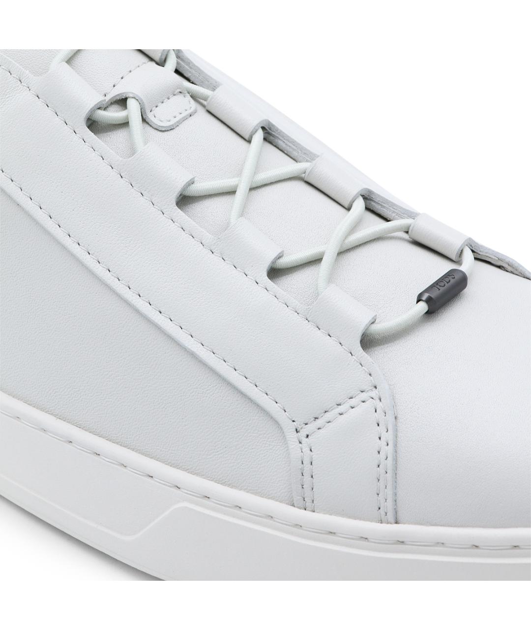 TOD'S Белые кожаные низкие кроссовки / кеды, фото 4