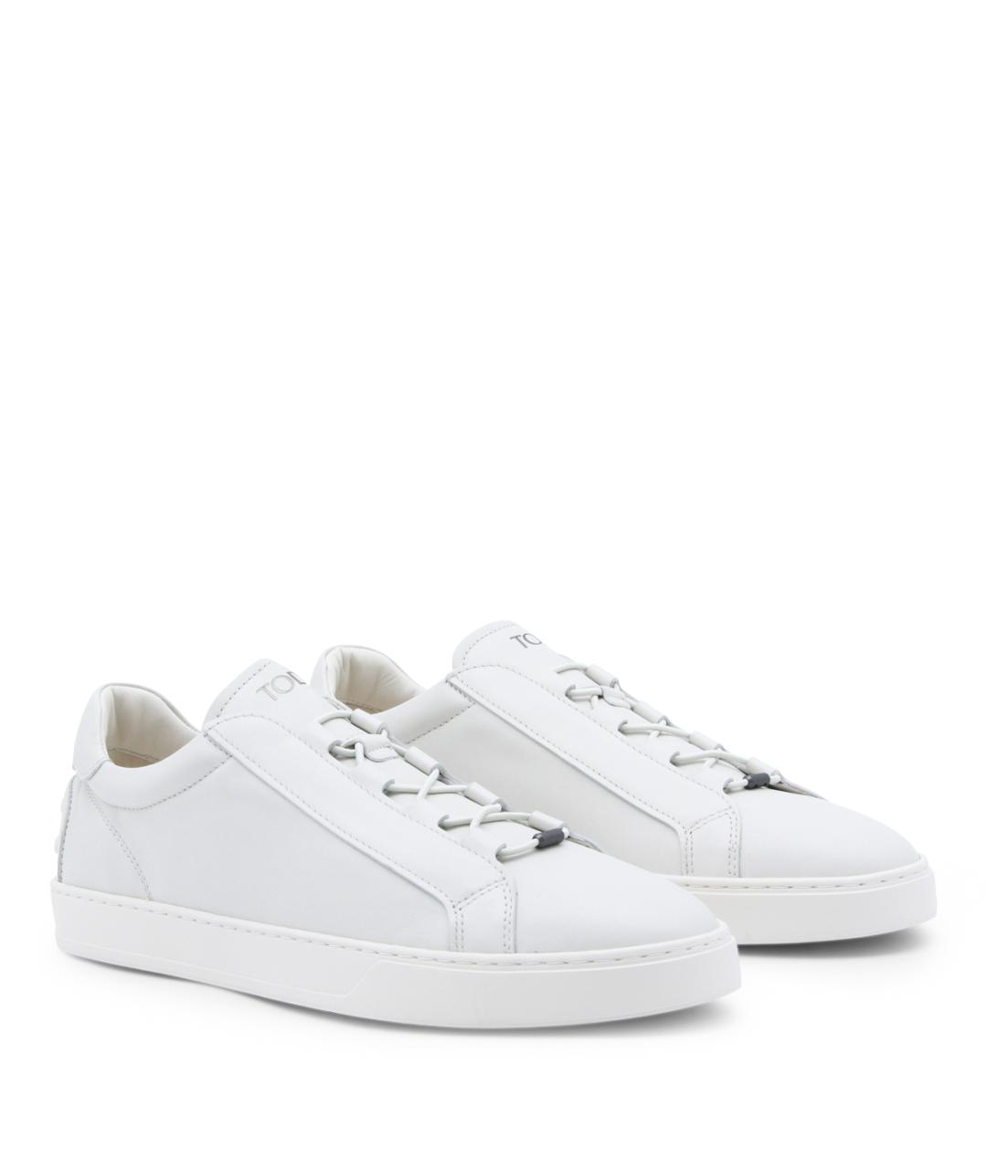 TOD'S Белые кожаные низкие кроссовки / кеды, фото 2