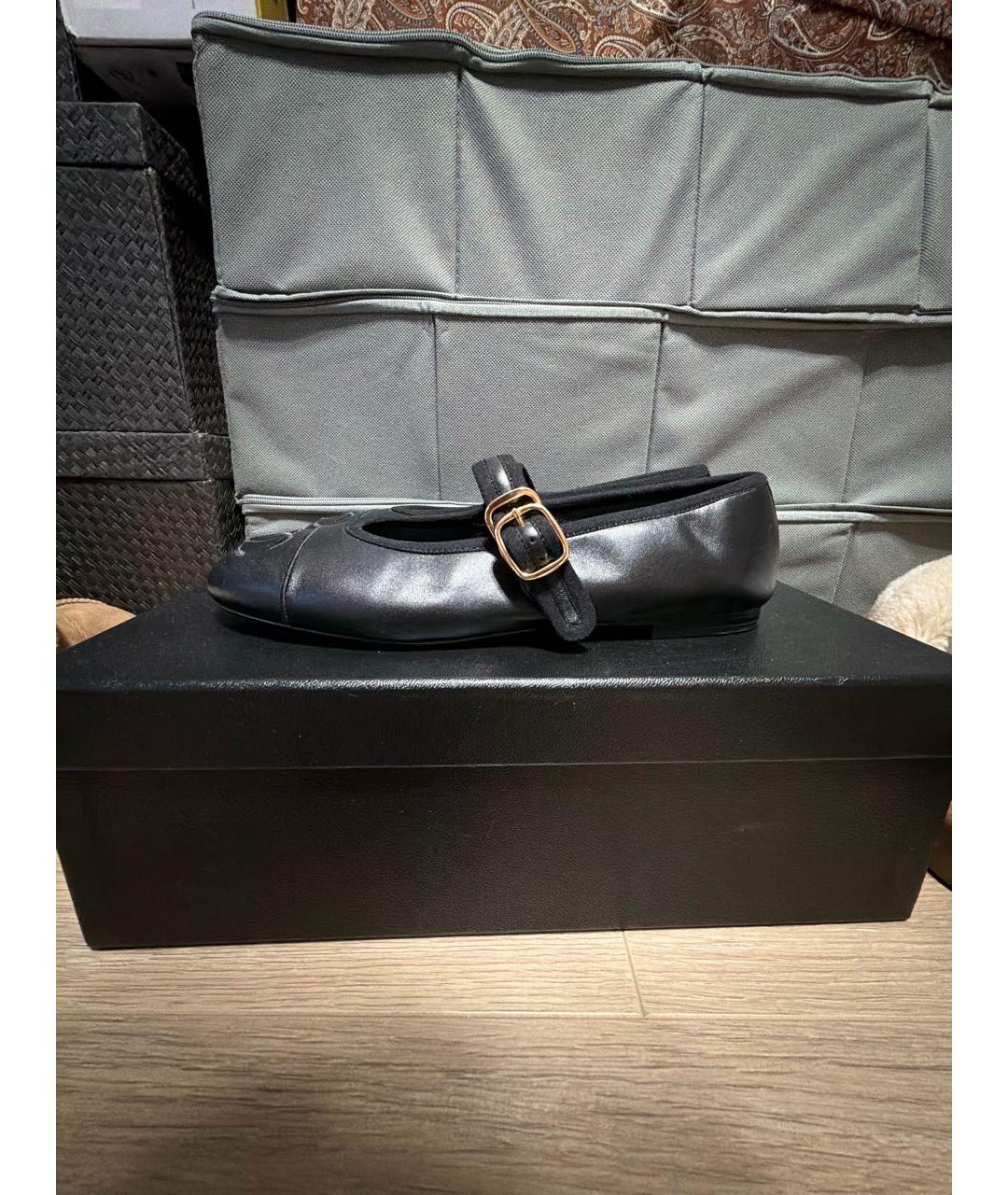 CHANEL Черные кожаные балетки, фото 5