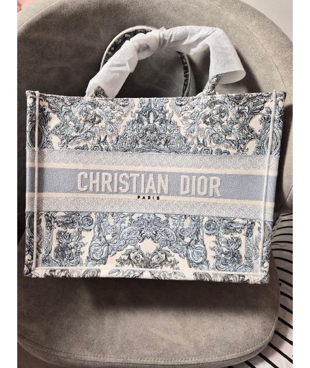CHRISTIAN DIOR Голубая тканевая сумка тоут, фото 6