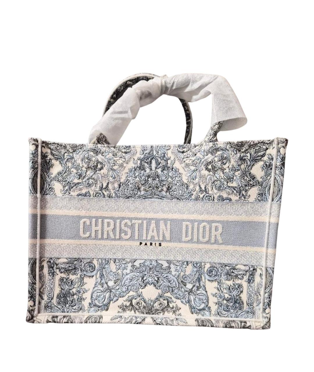 CHRISTIAN DIOR Голубая тканевая сумка тоут, фото 1