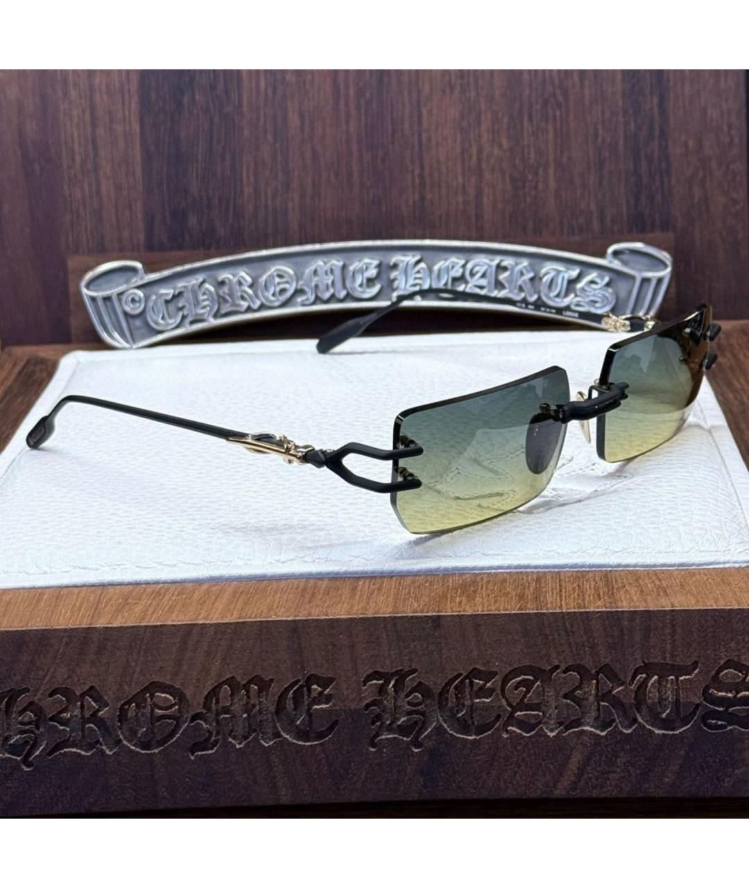 CHROME HEARTS Черные металлические солнцезащитные очки, фото 3