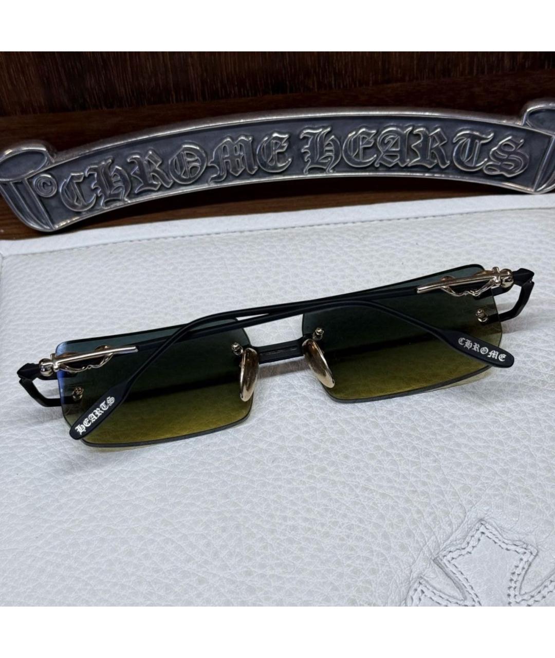 CHROME HEARTS Черные металлические солнцезащитные очки, фото 4