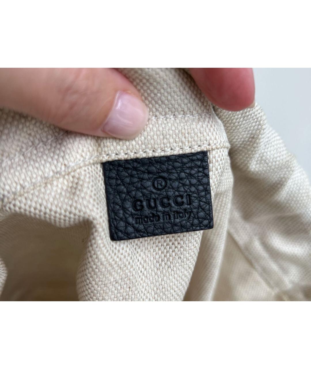 GUCCI Черная кожаная сумка тоут, фото 6