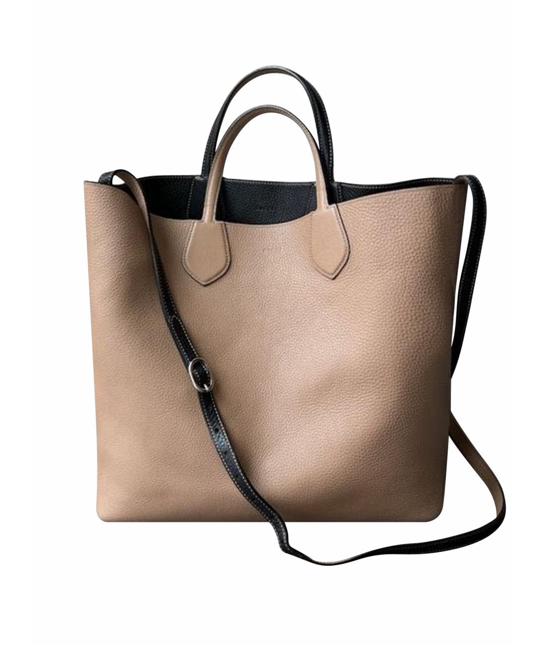 GUCCI Черная кожаная сумка тоут, фото 1