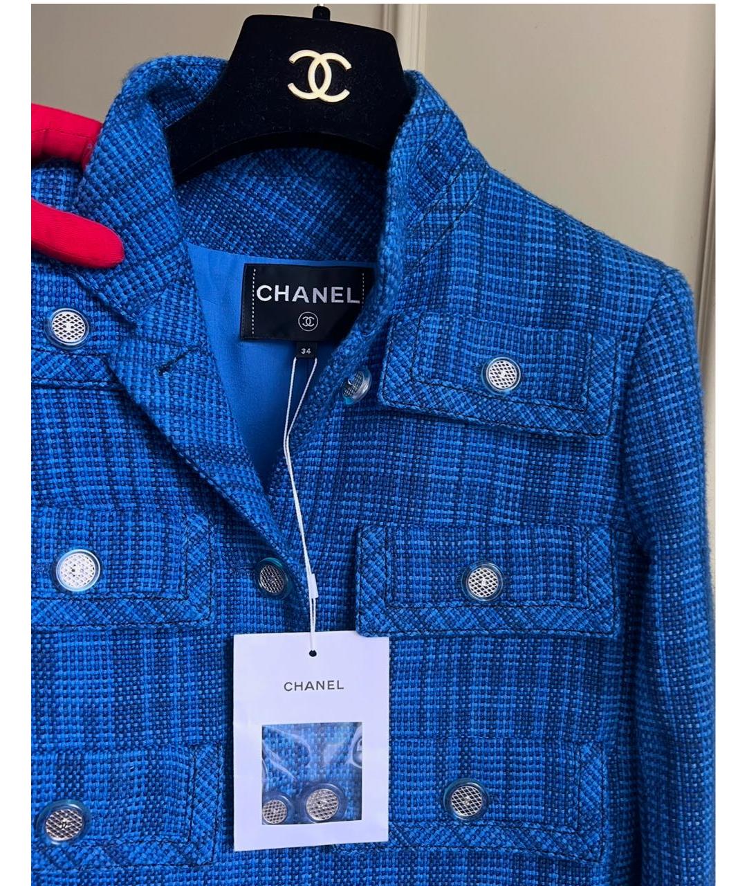 CHANEL Синий твидовый жакет/пиджак, фото 3