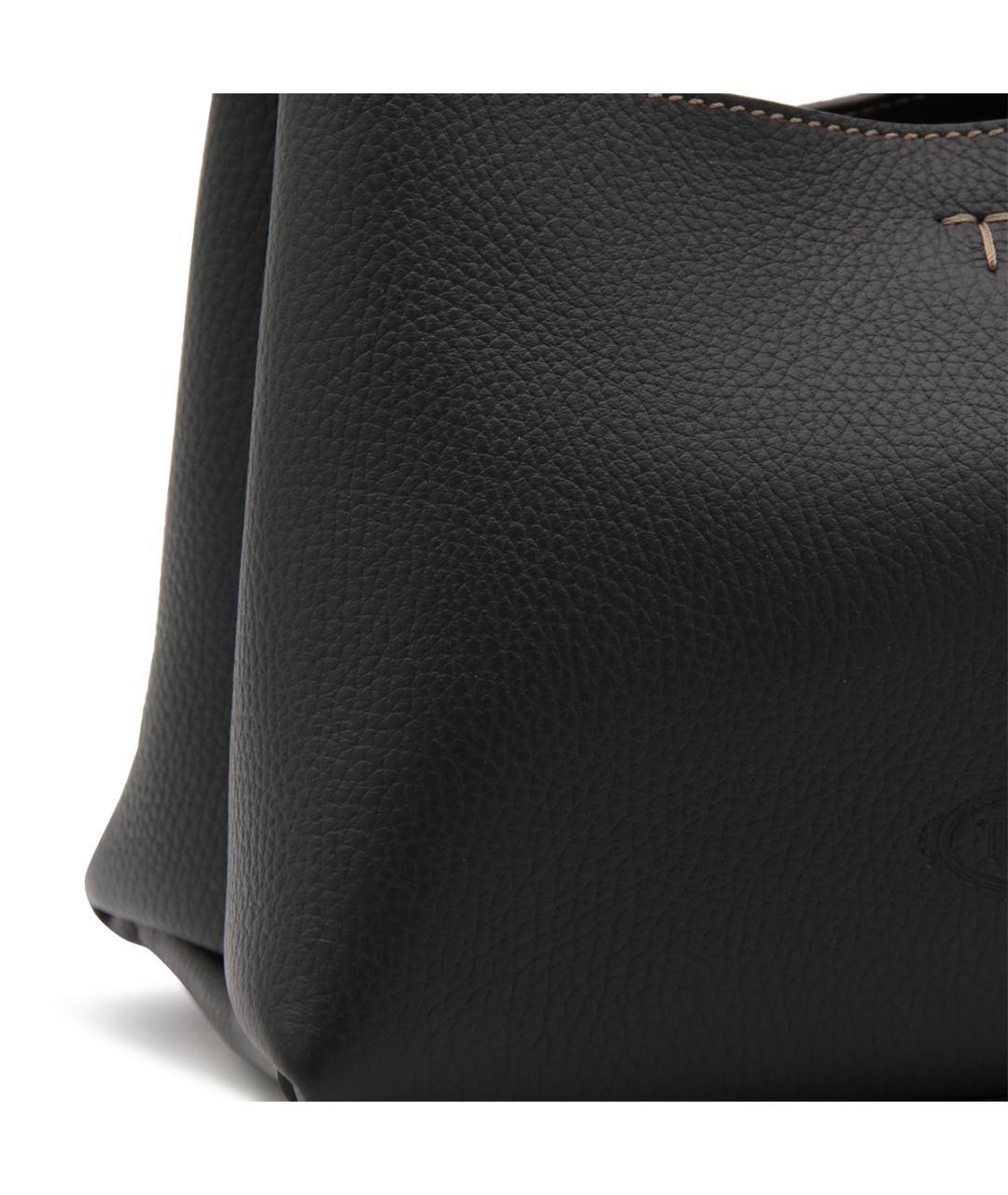 TOD'S Черная кожаная сумка тоут, фото 4