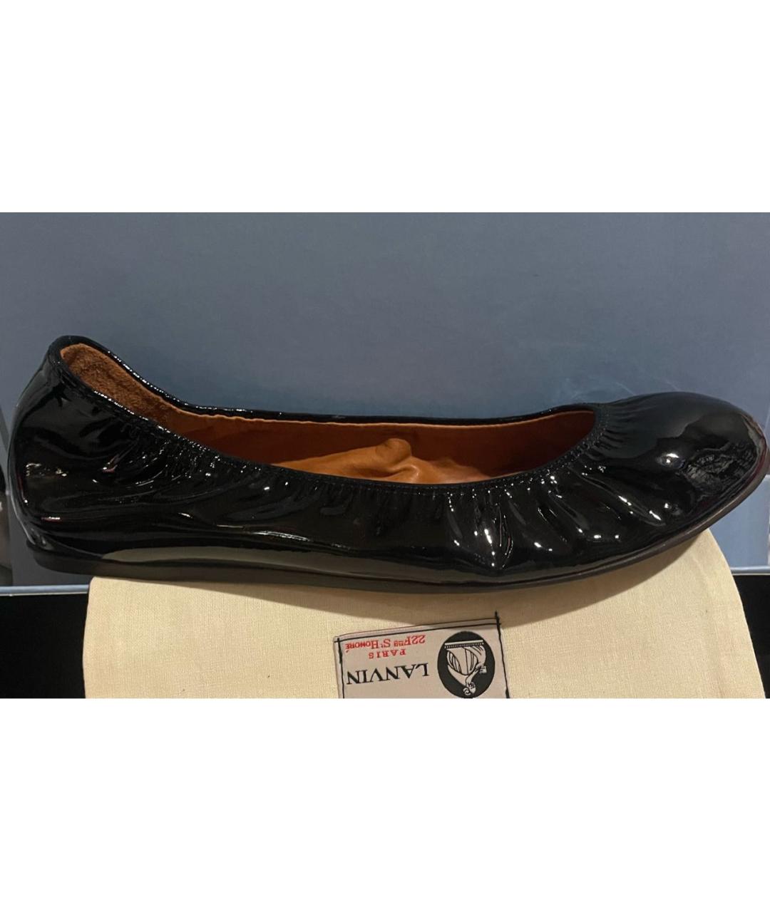 LANVIN Черные кожаные балетки, фото 5