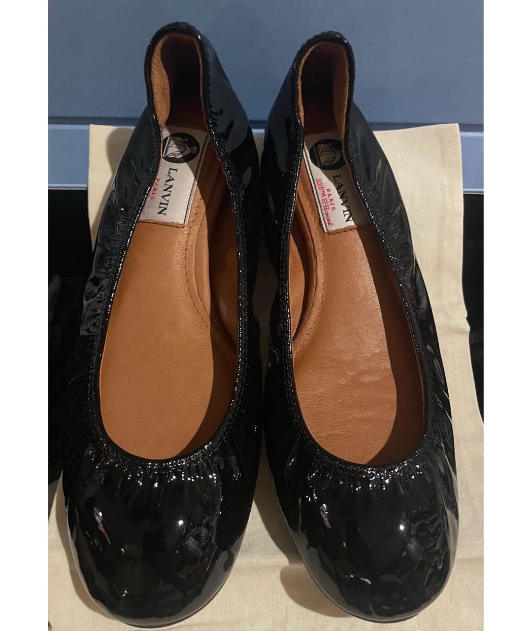 LANVIN Черные кожаные балетки, фото 2
