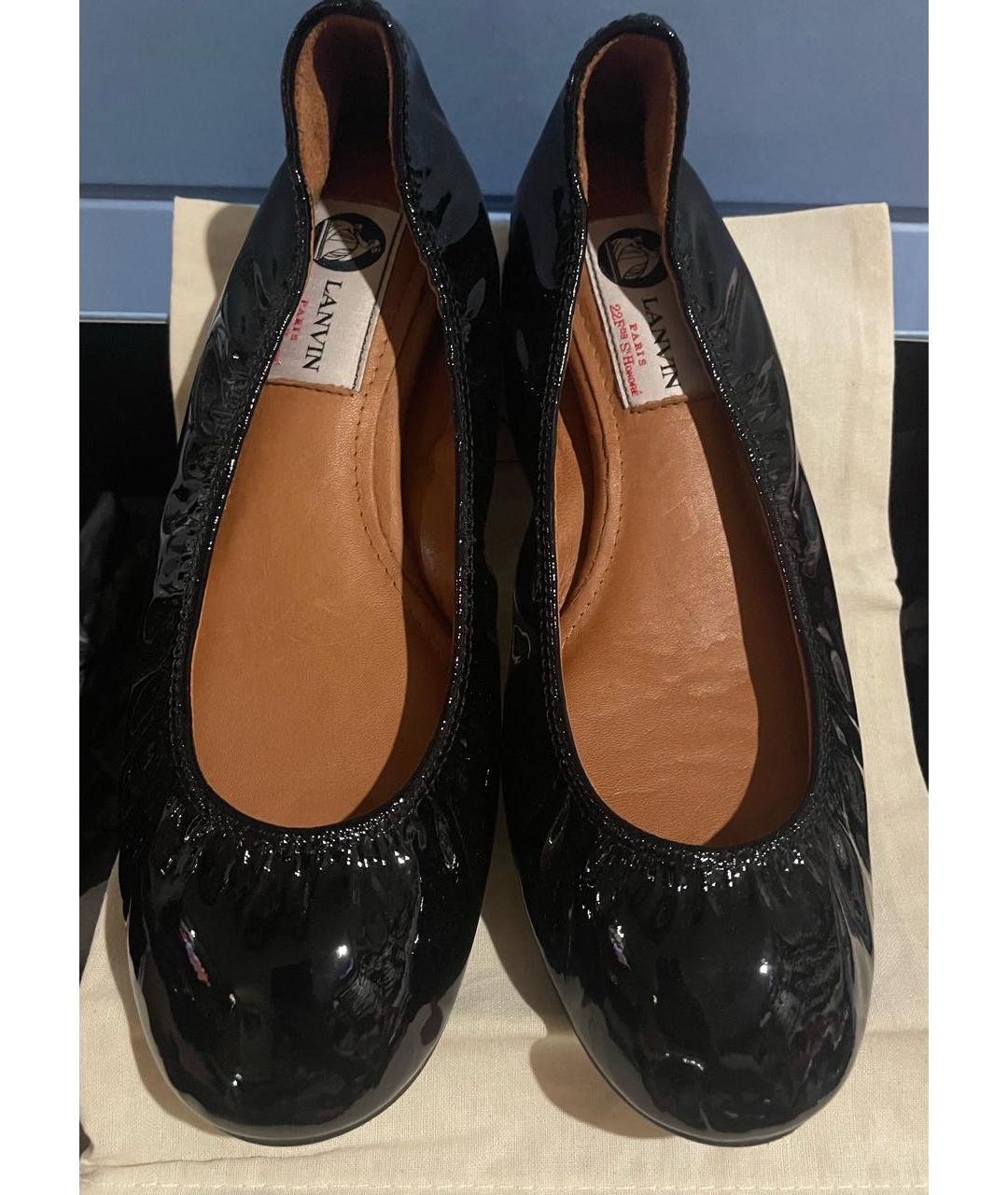 LANVIN Черные кожаные балетки, фото 3