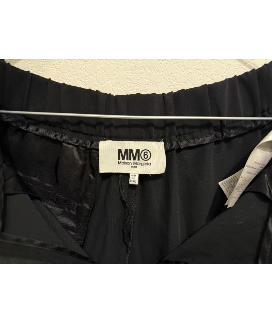 MM6 MAISON MARGIELA Черные полиэстеровые прямые брюки, фото 3