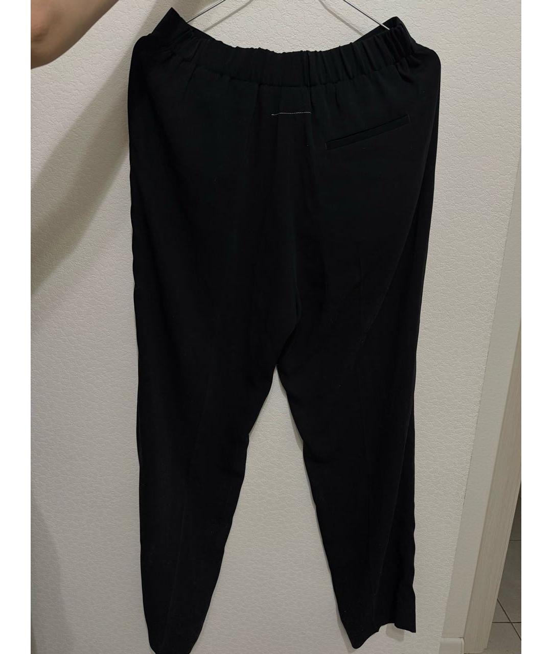 MM6 MAISON MARGIELA Черные полиэстеровые прямые брюки, фото 2