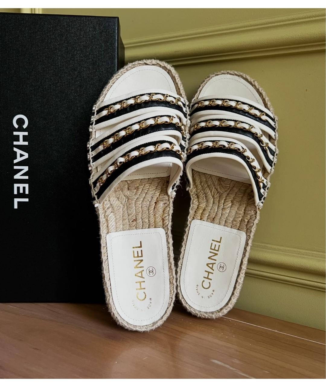 CHANEL Кожаные шлепанцы, фото 5