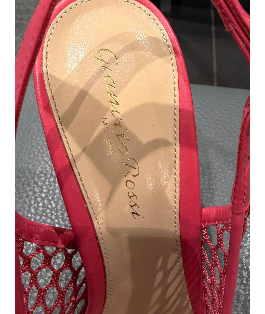 GIANVITO ROSSI Розовые кожаные босоножки, фото 3