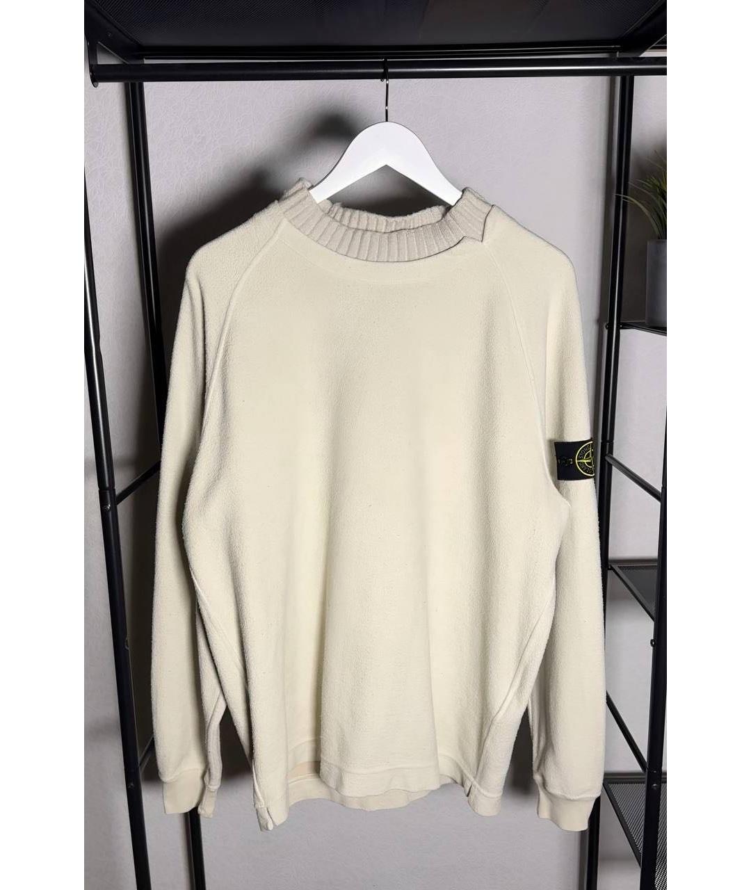 STONE ISLAND Бежевый хлопковый джемпер / свитер, фото 5