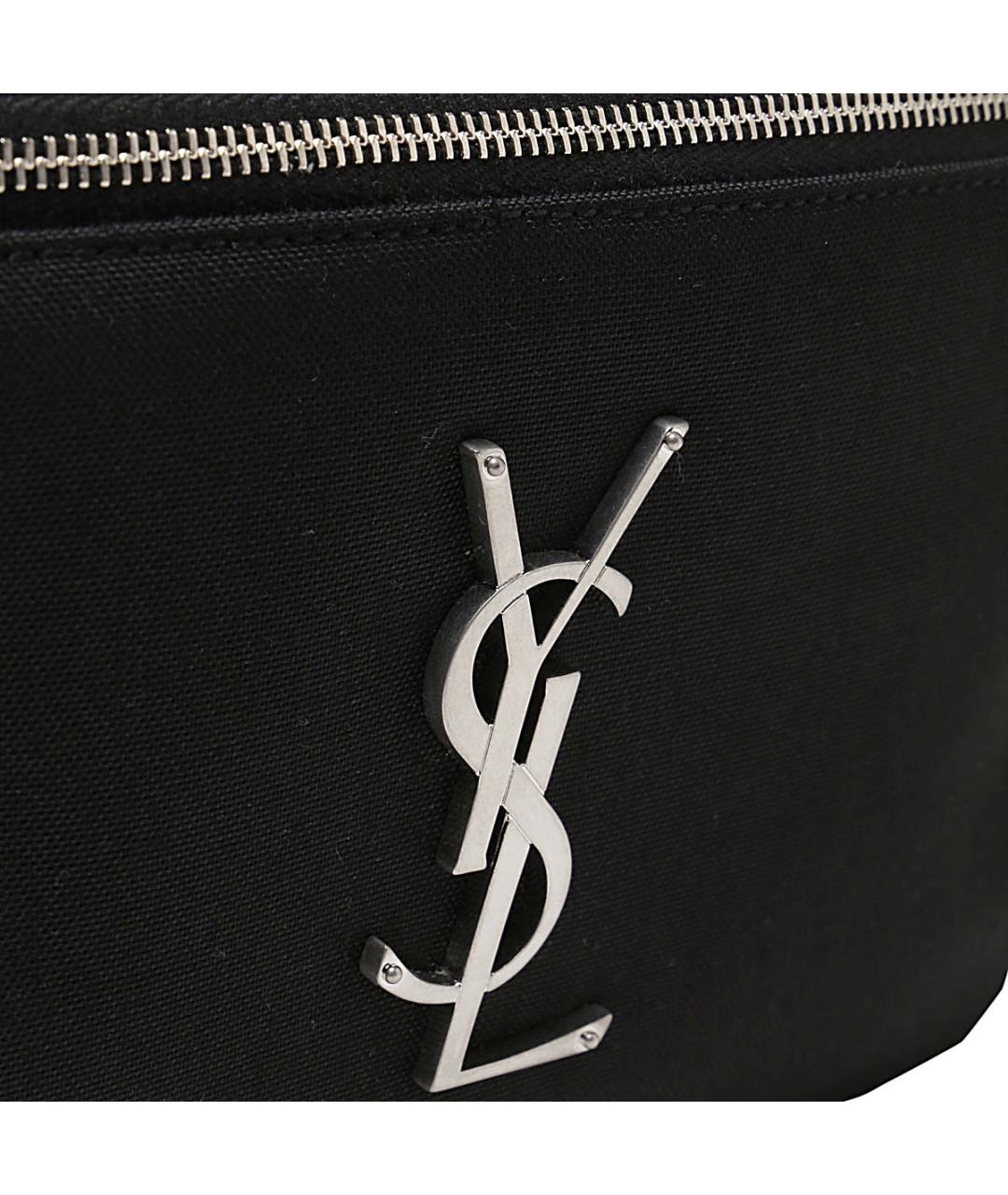 SAINT LAURENT Черная тканевая поясная сумка, фото 4